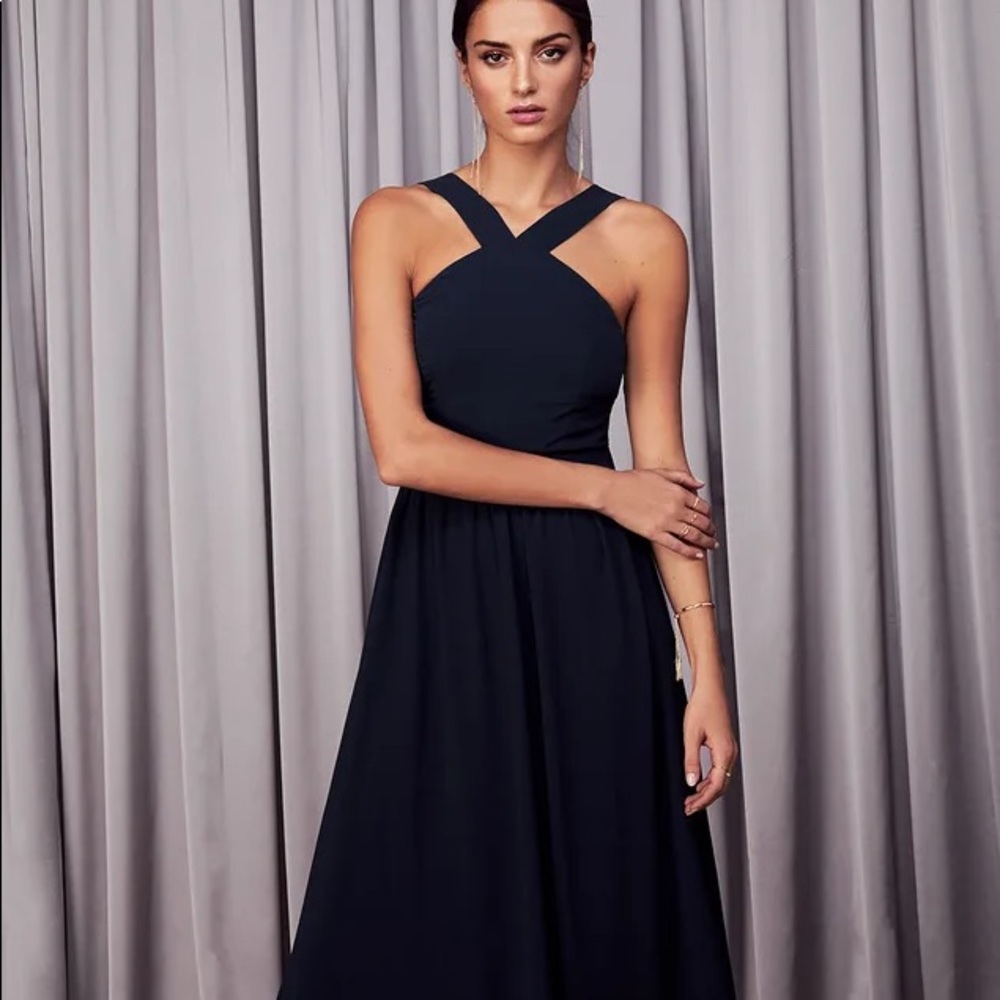 Lulu’s air of romance navy blue maxi dress size medium